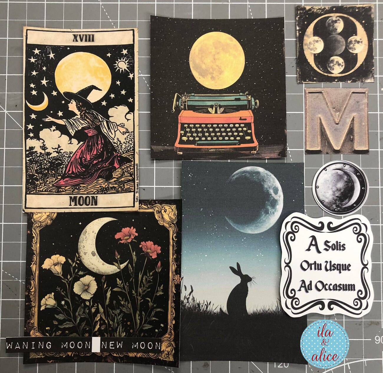 Digital Moon Art Junk Journal Ephemera