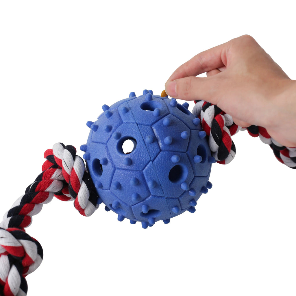 Dog Chew Toy with Tug of War Rope & Treat Dispenser Rubber Ball LUFTPETS