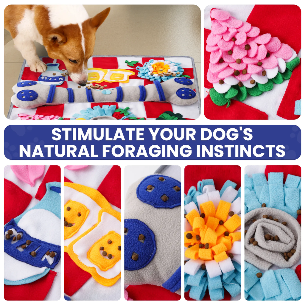 Squeaky Bone Snuffle Mat for Dogs – Interactive Foraging Fun, 24"