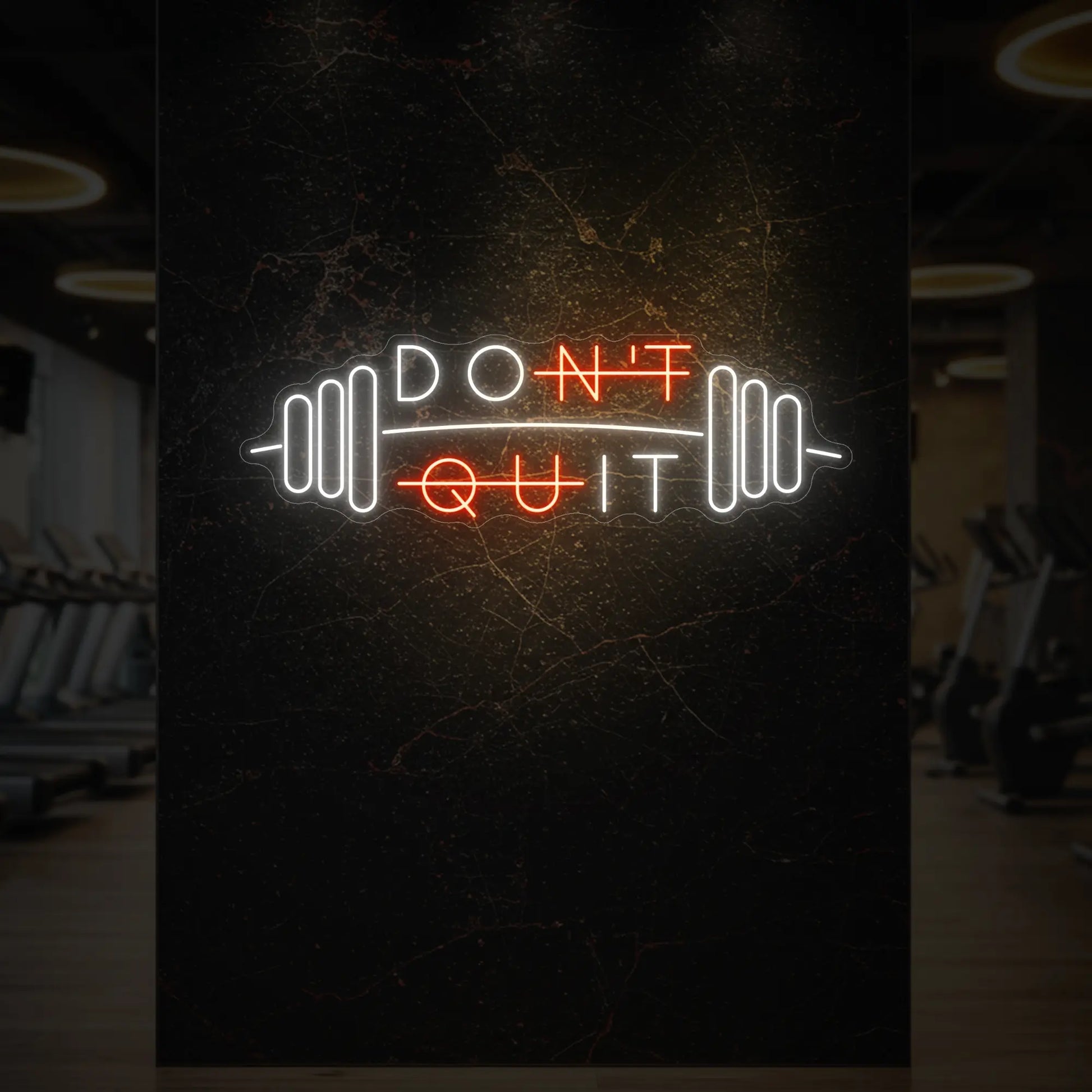 N'abandonnez pas avec l'enseigne lumineuse Barbell