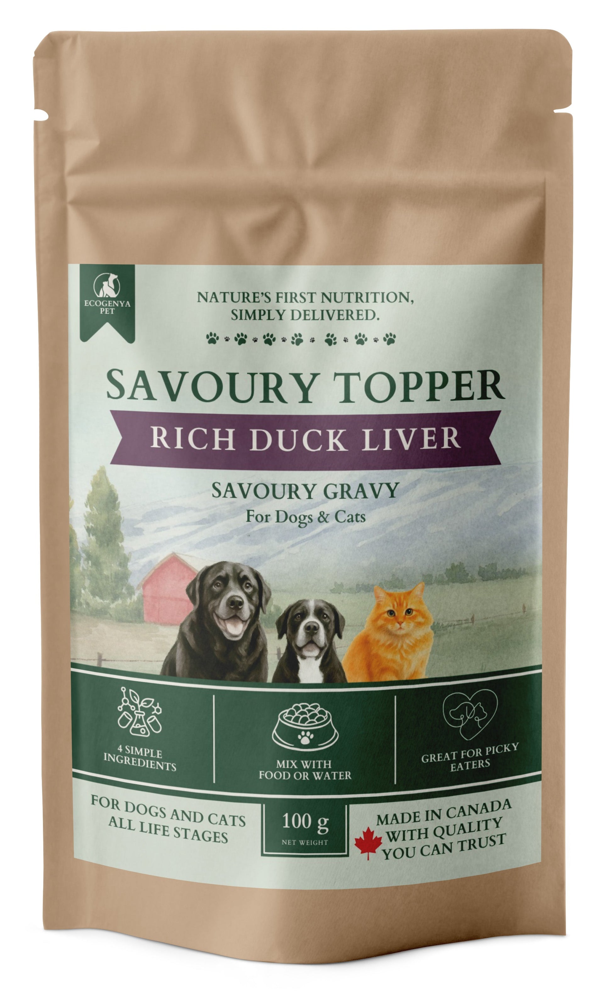 Ecogenya Savoury Topper Rich Duck Liver Gravy for Dogs & Cats — Freeze-Dried Duck Liver, Pumpkin & Sweet Potato Powder, 100g–1kg