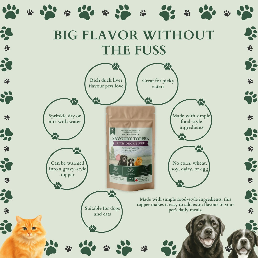 Ecogenya Savoury Topper Rich Duck Liver Gravy for Dogs & Cats — Freeze-Dried Duck Liver, Pumpkin & Sweet Potato Powder, 100g–1kg