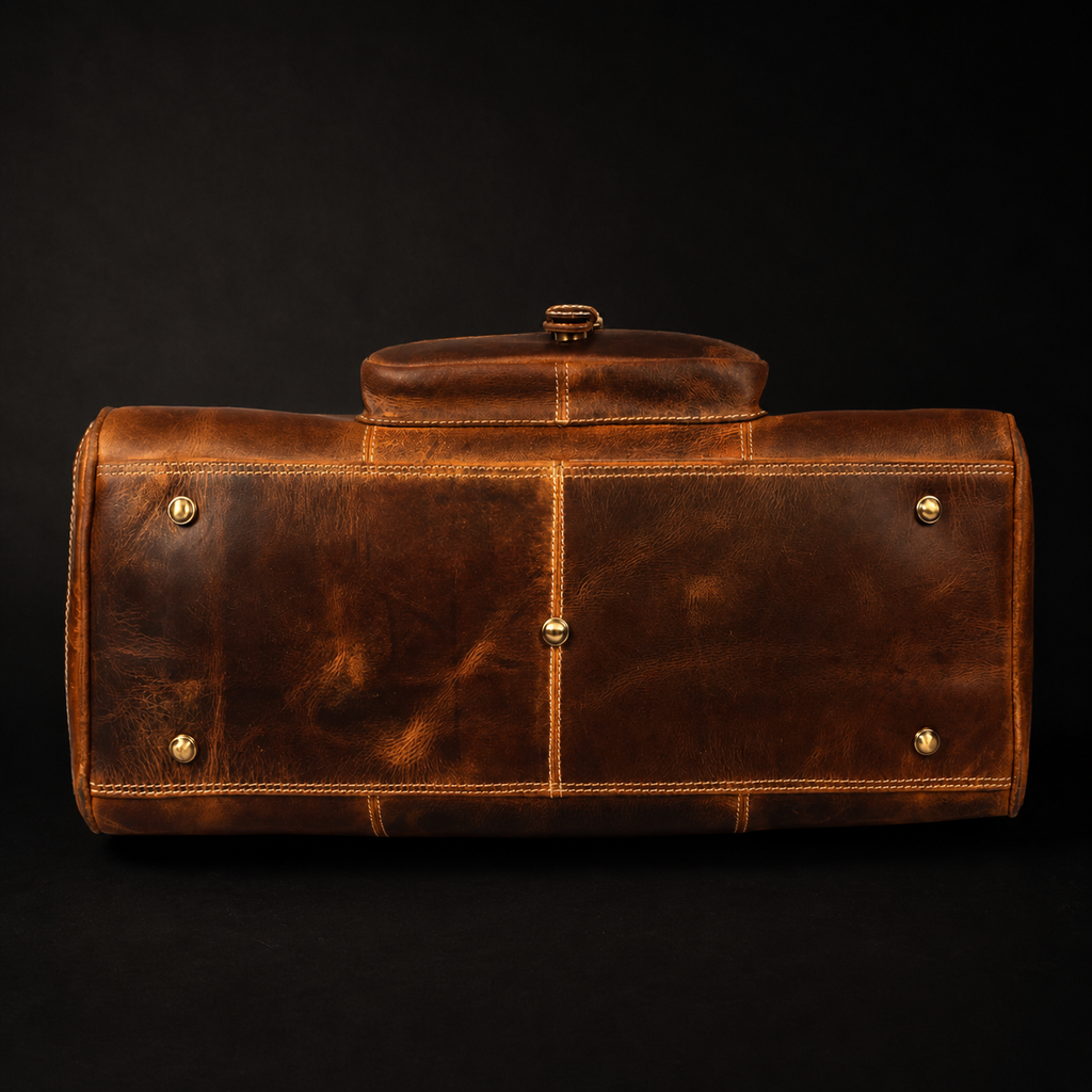 The Voyager Duffle - Cognac Full-Grain Distressed Leather Duffle Bag