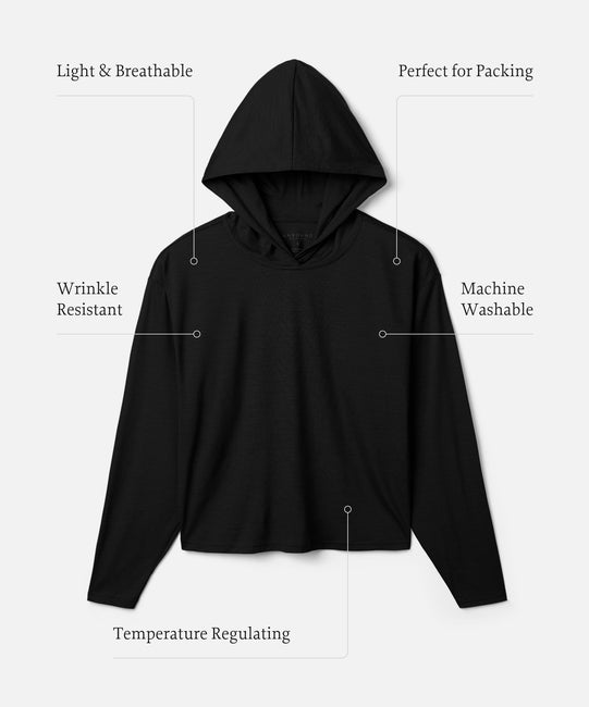Sweat à capuche ultraléger en laine mérinos pour femme
