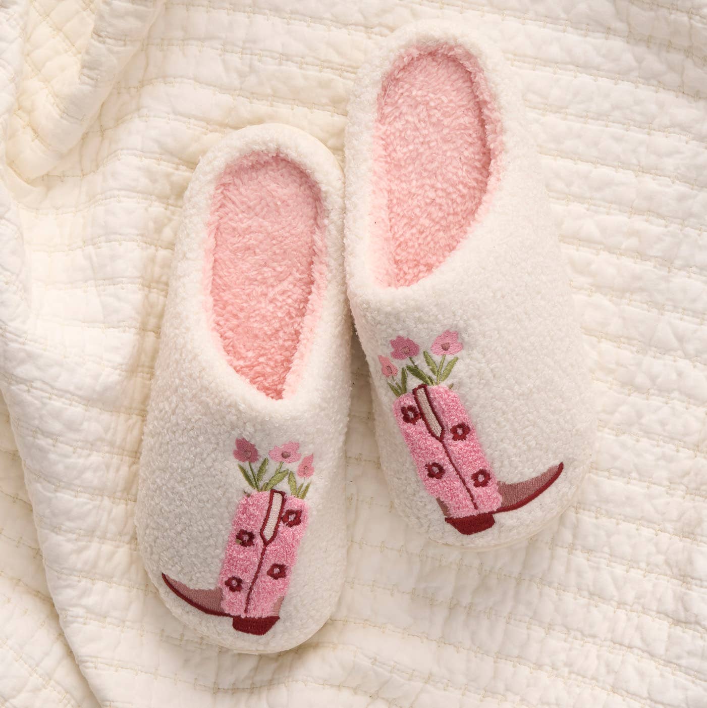 Fuzzy Slippers Cowgirl Boots