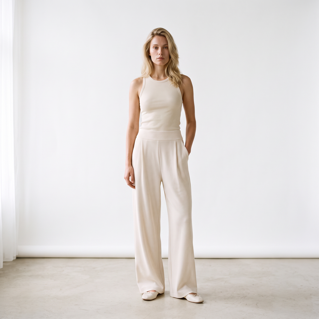 Luxeflow - Elevated Wide Leg Sweatpants Trouser Pants Ivory