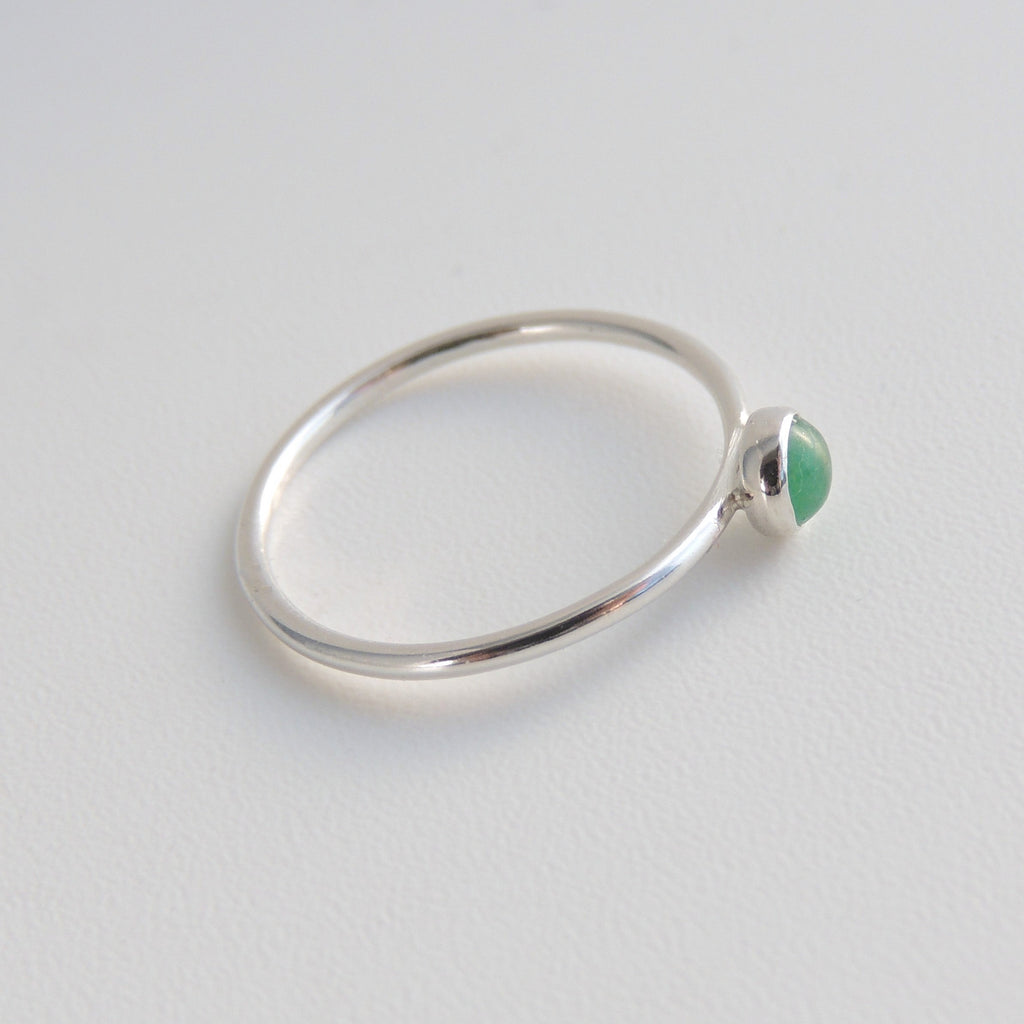 Green Aventurine Ring Sterling Silver Stacking Ring Green Stone Ring
