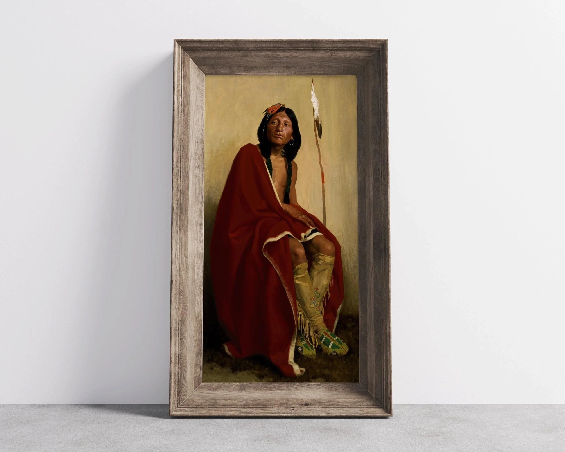 Eanger Irving Couse - Pied-d'élan de la tribu Taos - Portrait amérindien vintage