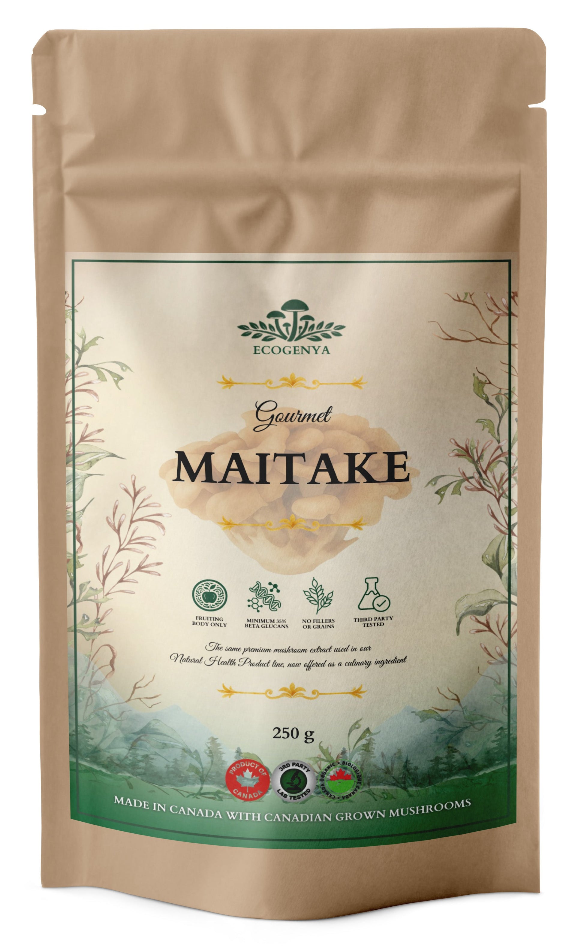 Ecogenya Gourmet Maitake Mushroom Powder – Organic Fruiting Body Extract for Broths & Soups