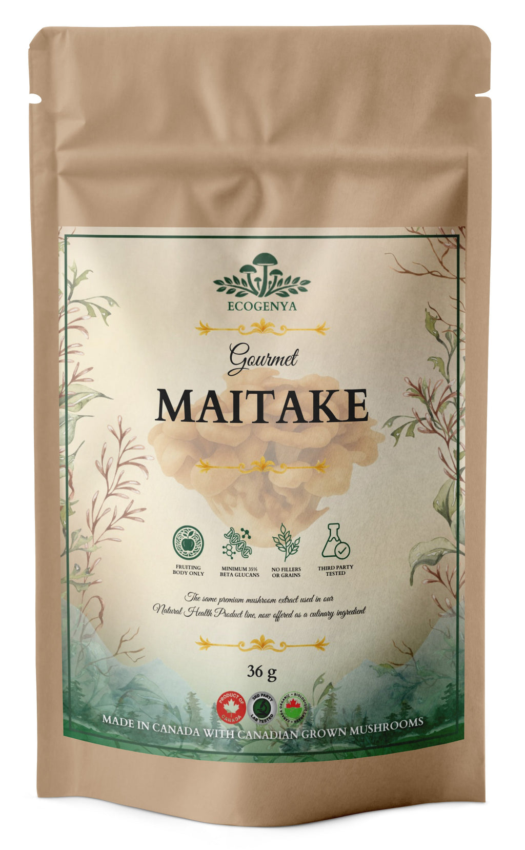 Ecogenya Gourmet Maitake Mushroom Powder – Organic Fruiting Body Extract for Broths & Soups