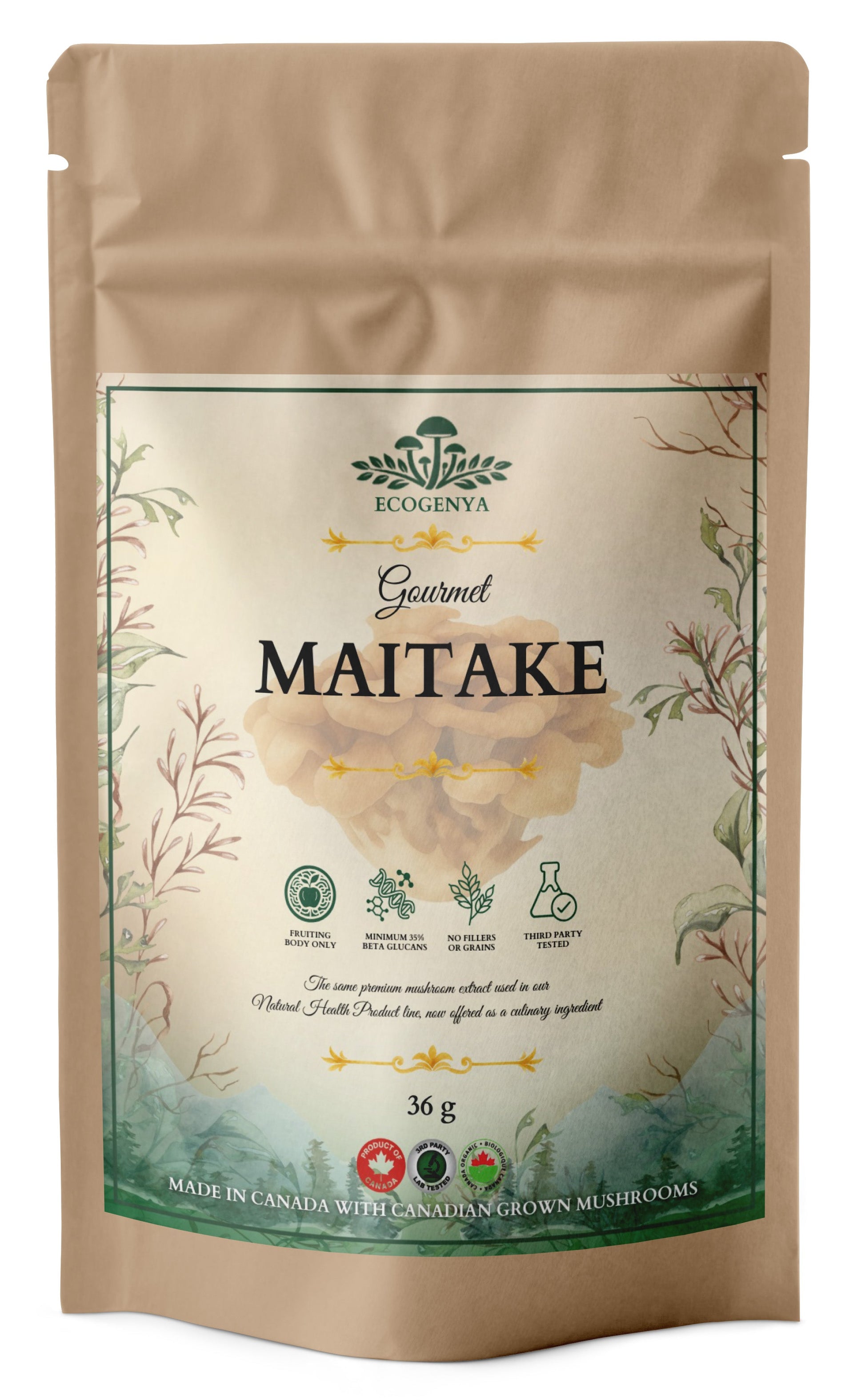 Ecogenya Gourmet Maitake Mushroom Powder – Organic Fruiting Body Extract for Broths & Soups