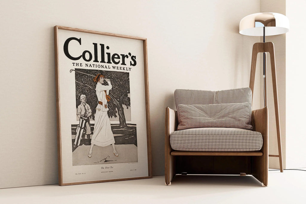 Edward Penfield : Illustration de couverture de magazine vintage représentant une golfeuse hors pair