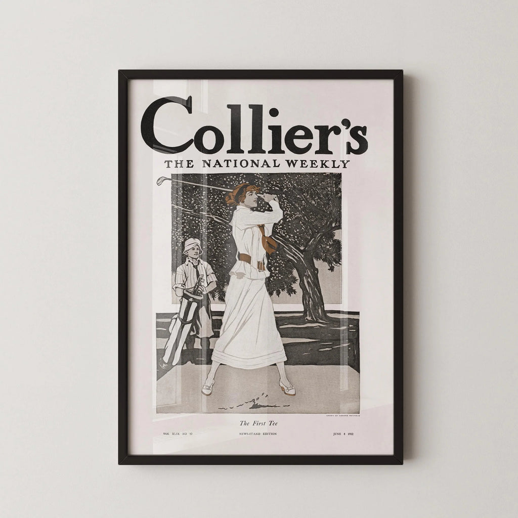 Edward Penfield : Illustration de couverture de magazine vintage représentant une golfeuse hors pair