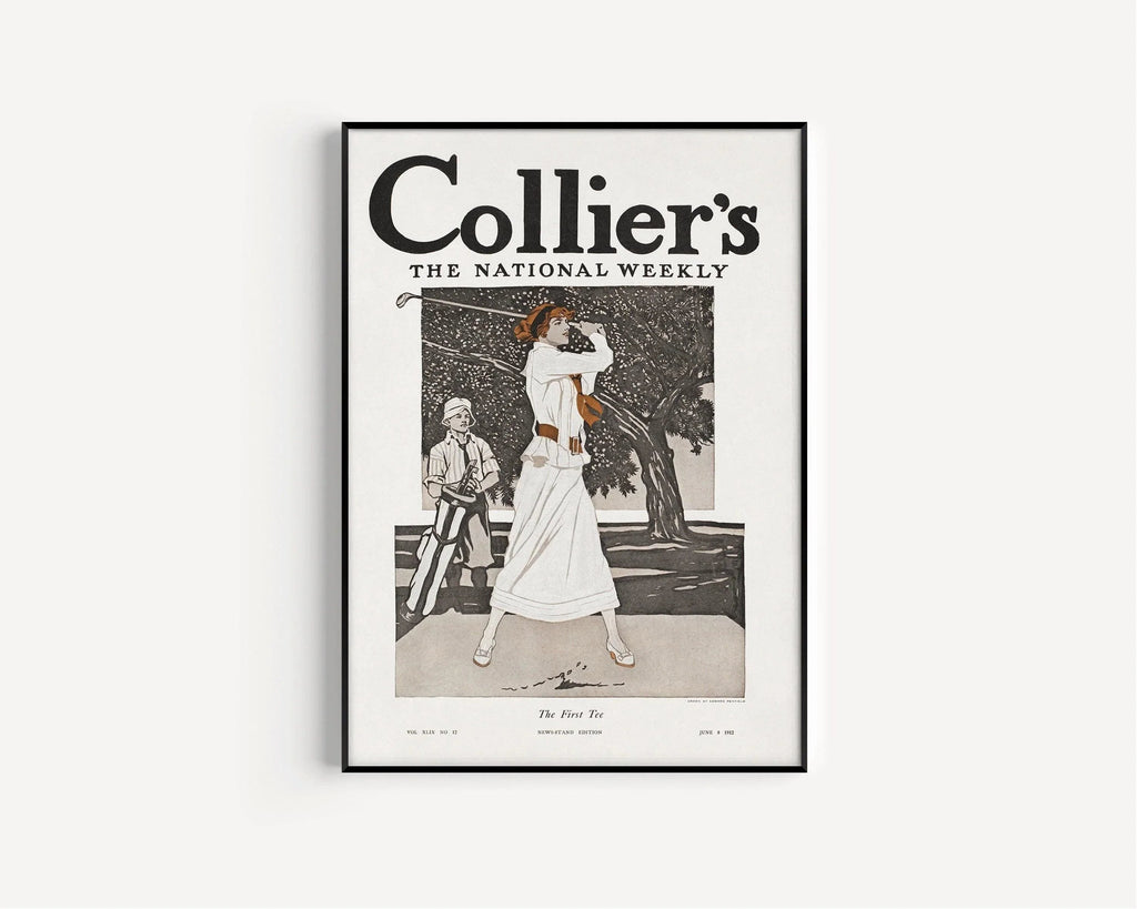 Edward Penfield : Illustration de couverture de magazine vintage représentant une golfeuse hors pair