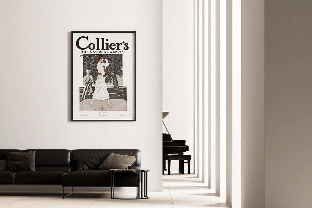 Edward Penfield : Illustration de couverture de magazine vintage représentant une golfeuse hors pair