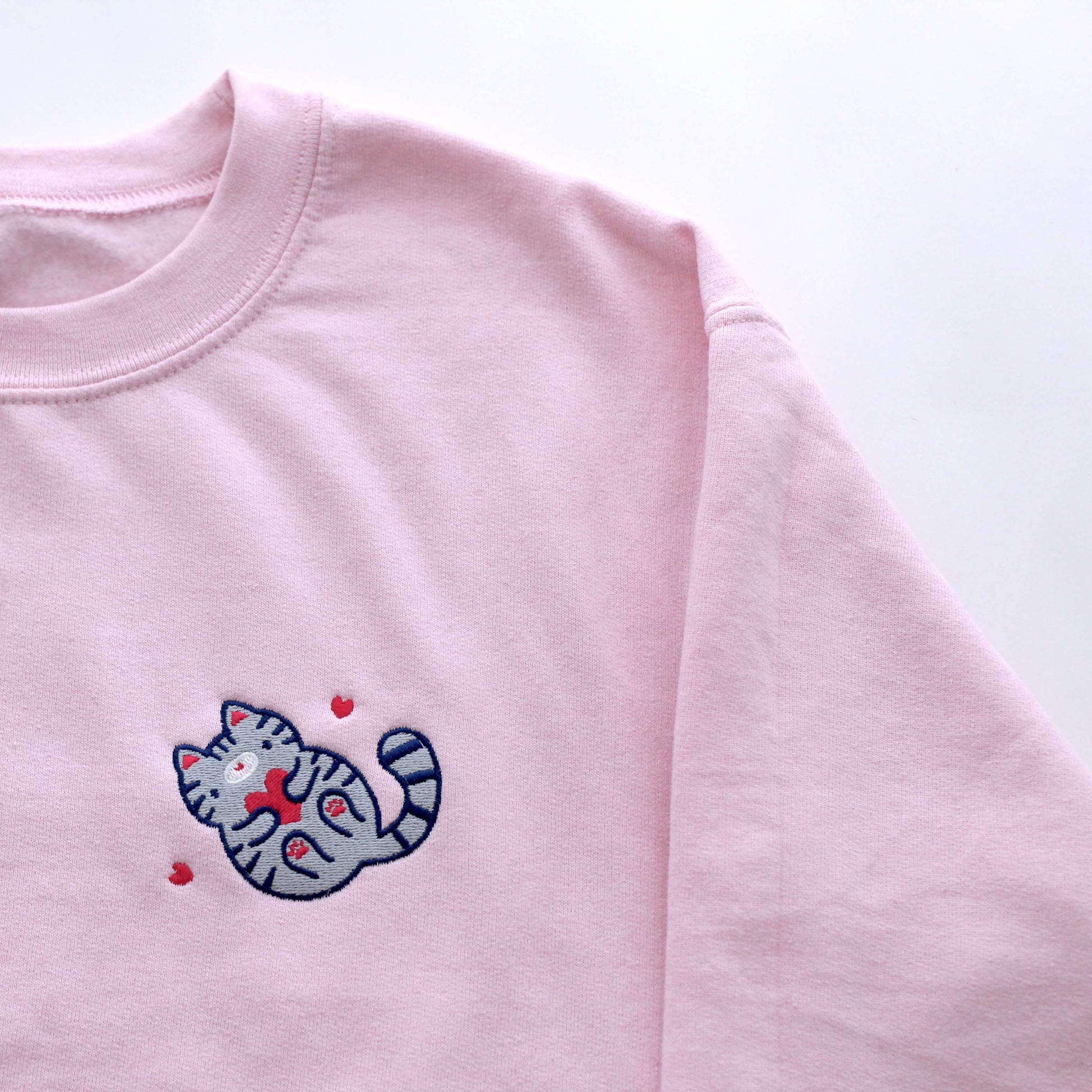 Embroidered Grey Tabby Cat Sweatshirt