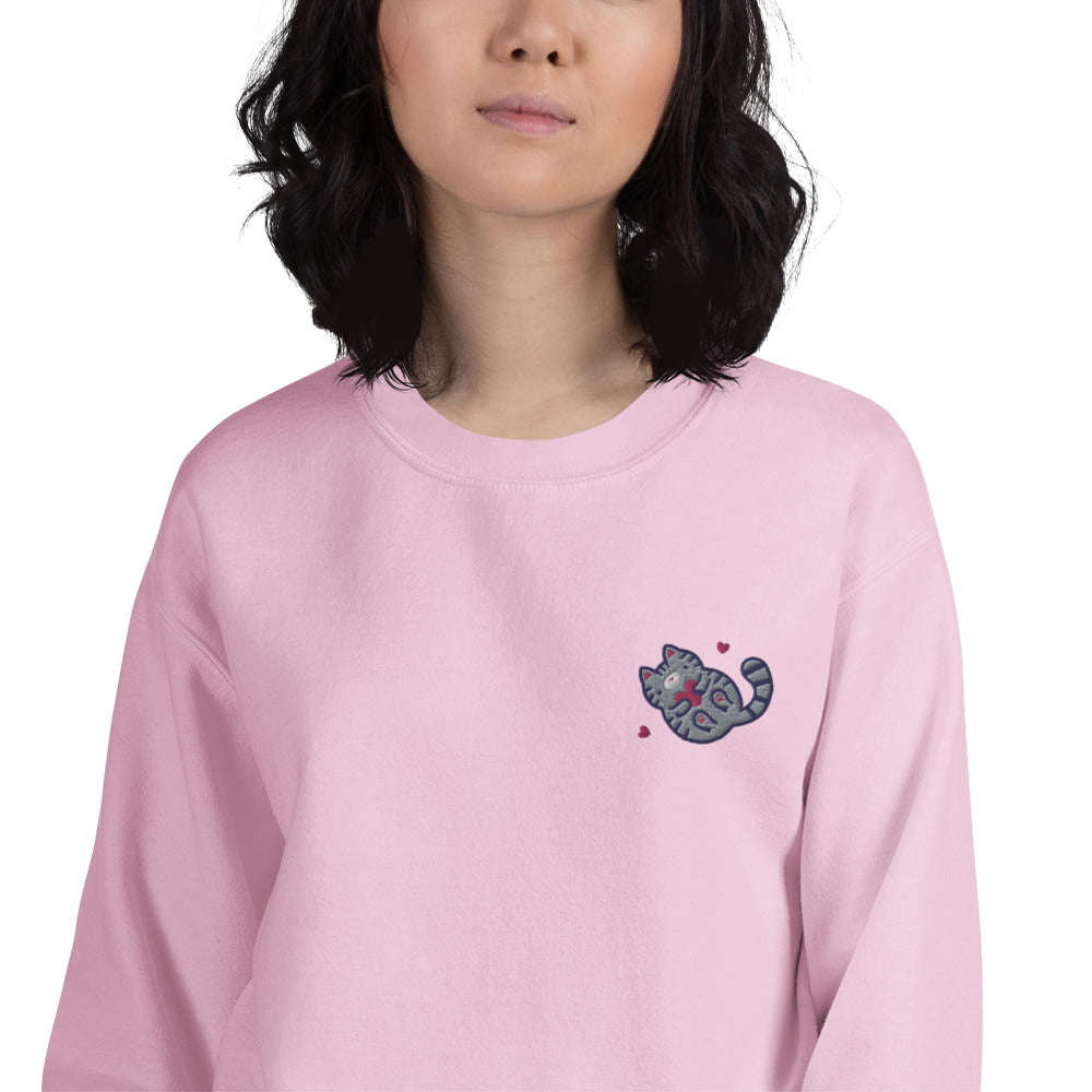 Embroidered Grey Tabby Cat Sweatshirt