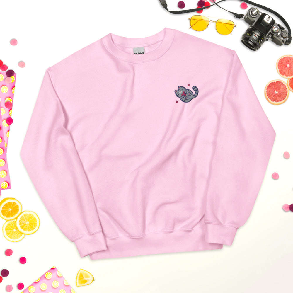 Embroidered Grey Tabby Cat Sweatshirt