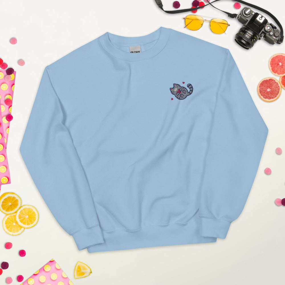 Embroidered Grey Tabby Cat Sweatshirt