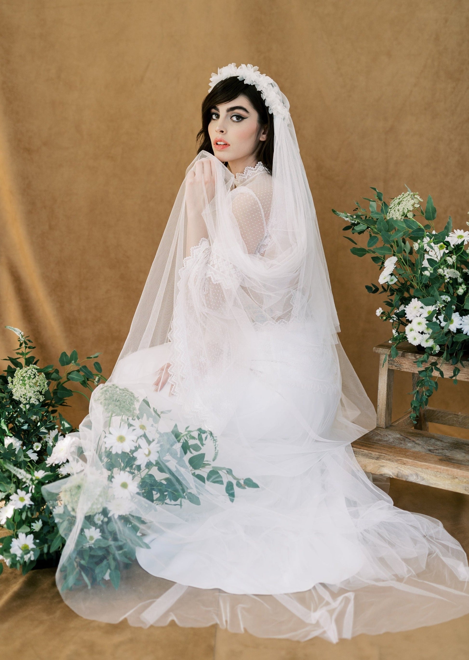 BEVERLY Juliet Cap Floral Wedding Veil