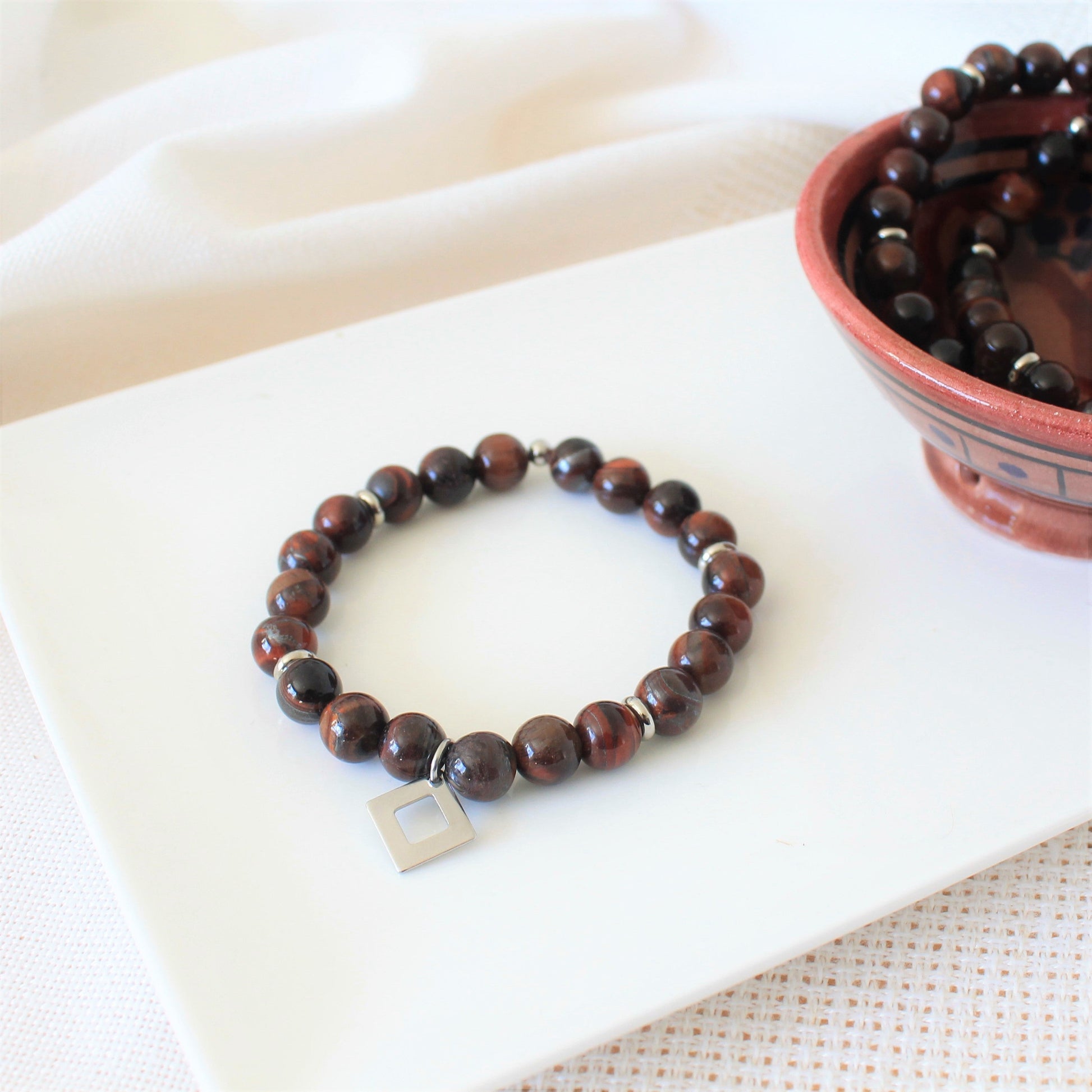 SAUVAGE | Bracelet en oeil de taureau et acier inoxydable