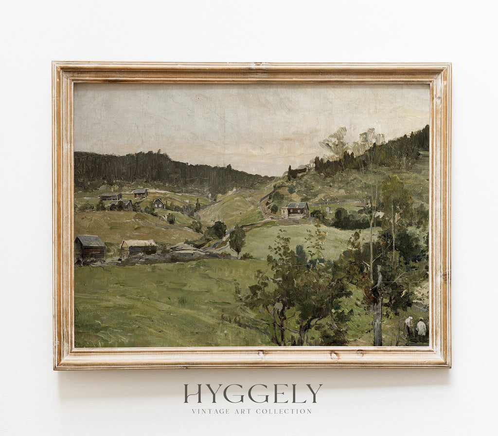 Vintage Village Landscape Art Print L0121