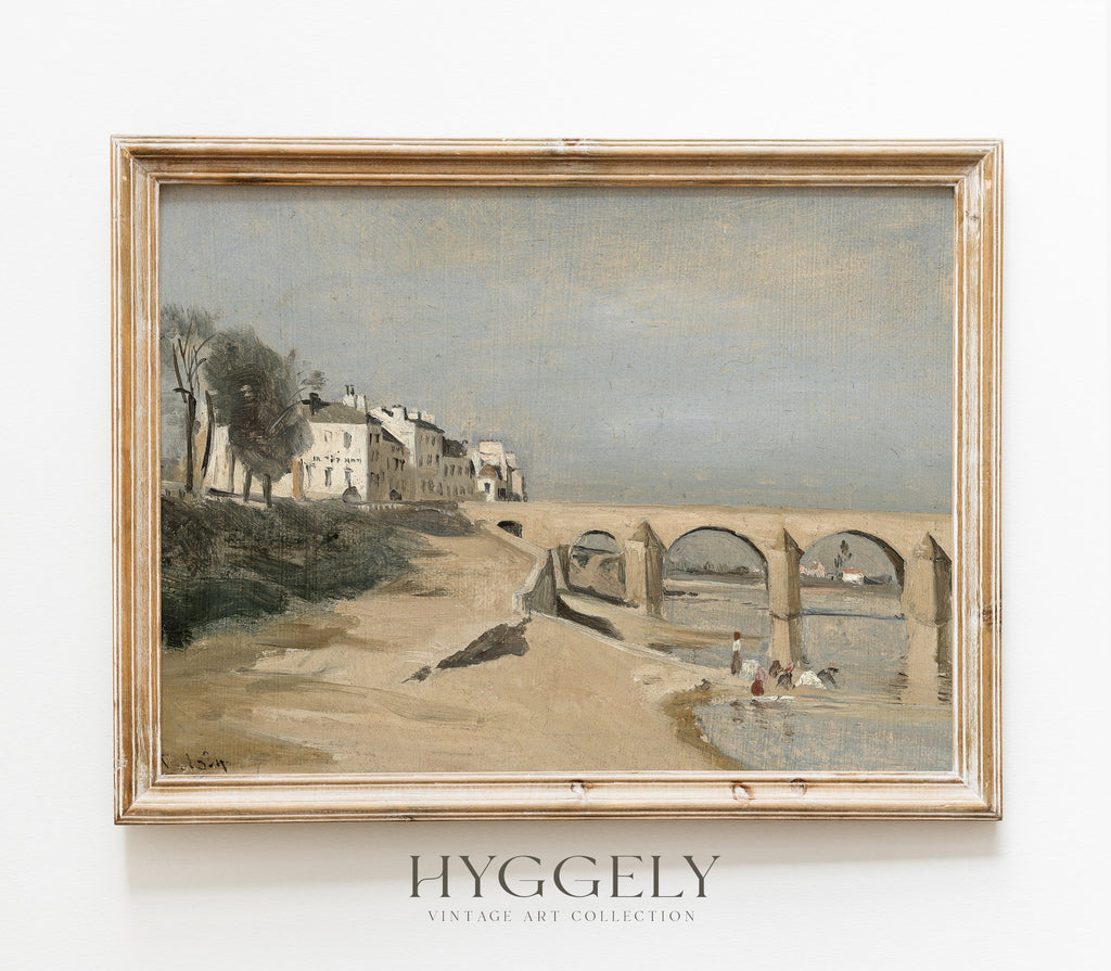 Estampe d'art vintage représentant un paysage désertique et marin L0139