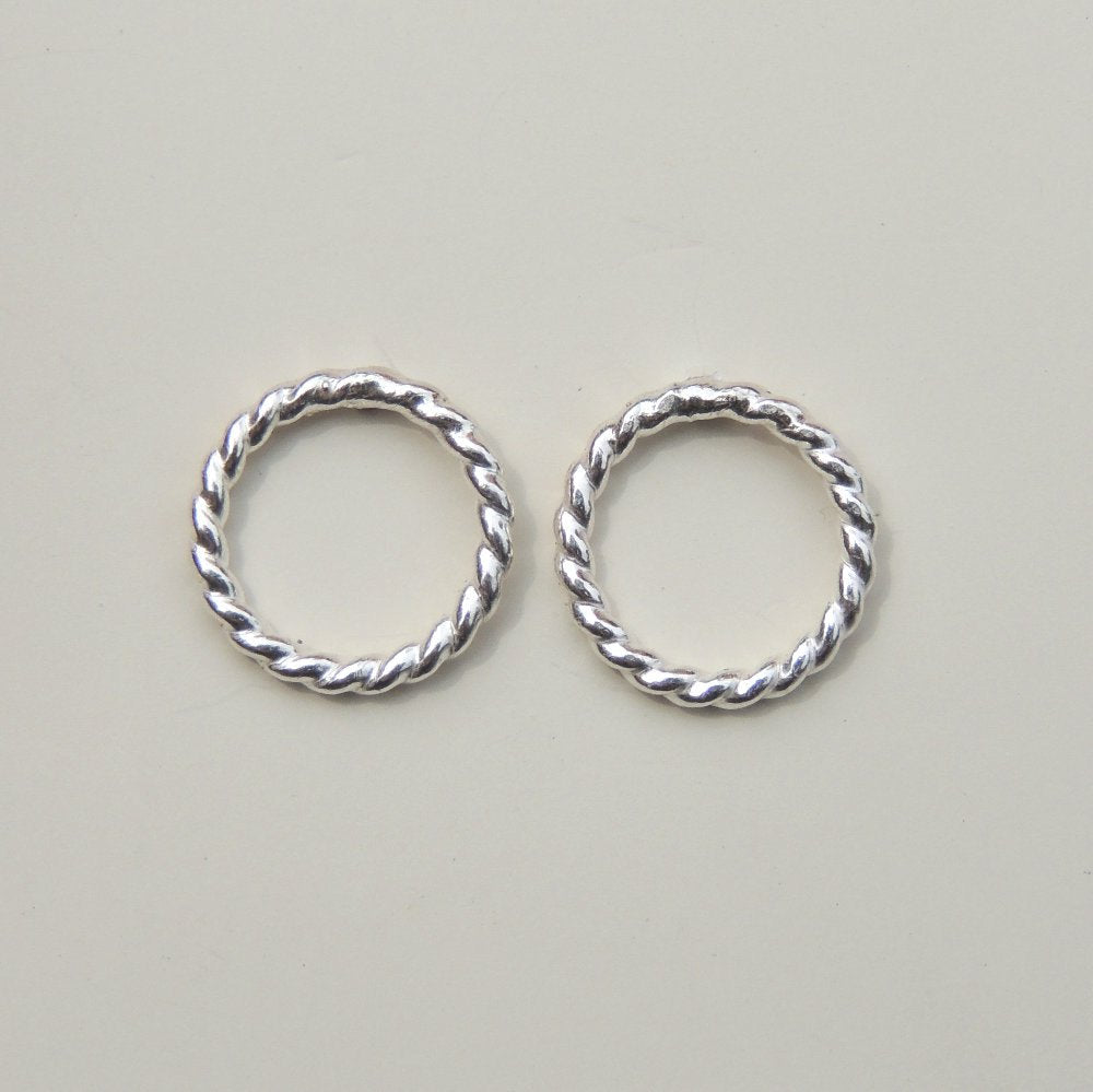 Open Circle Stud Earrings Twisted Sterling Silver Small Post Earrings