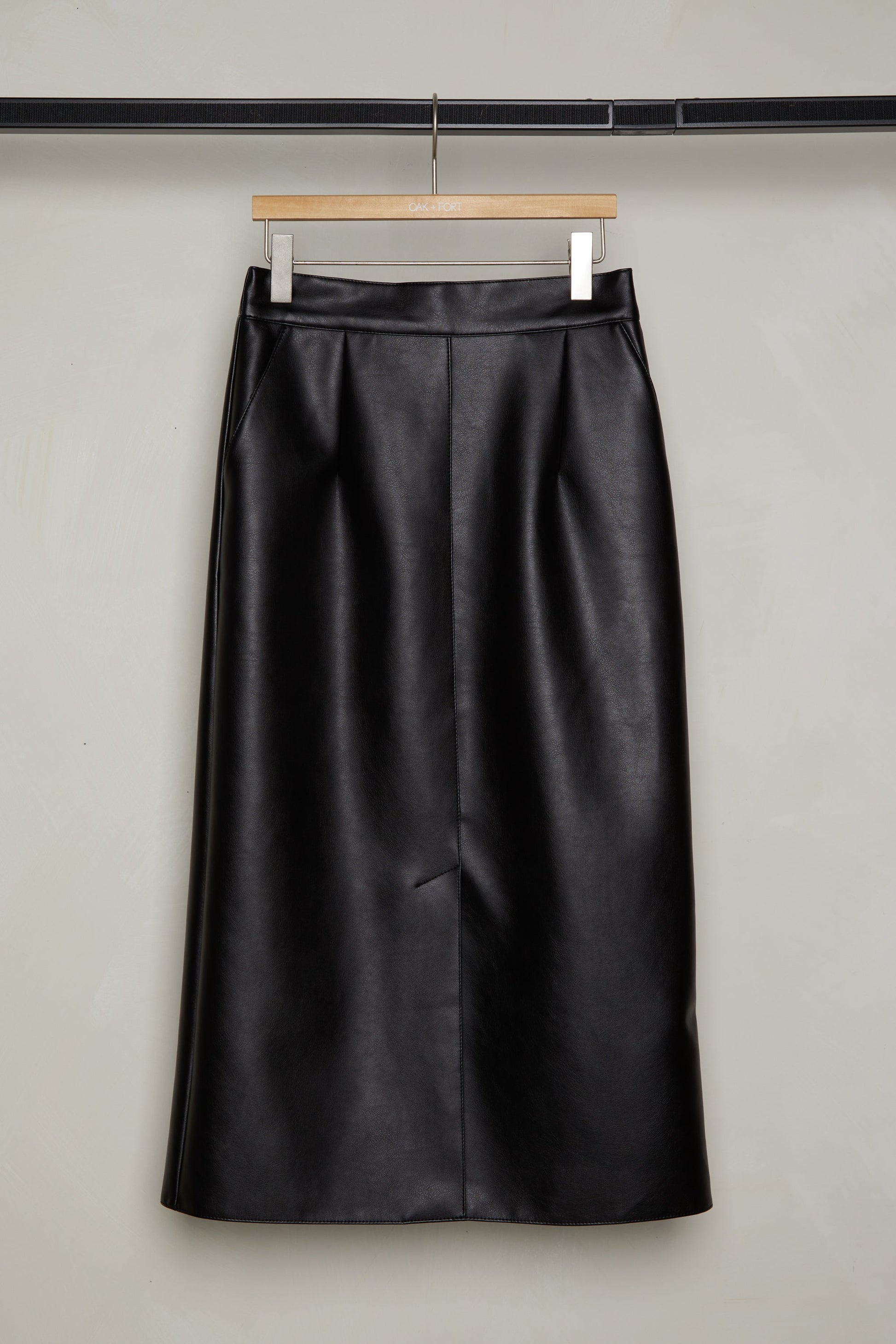 VEGAN LEATHER MIDI SKIRT