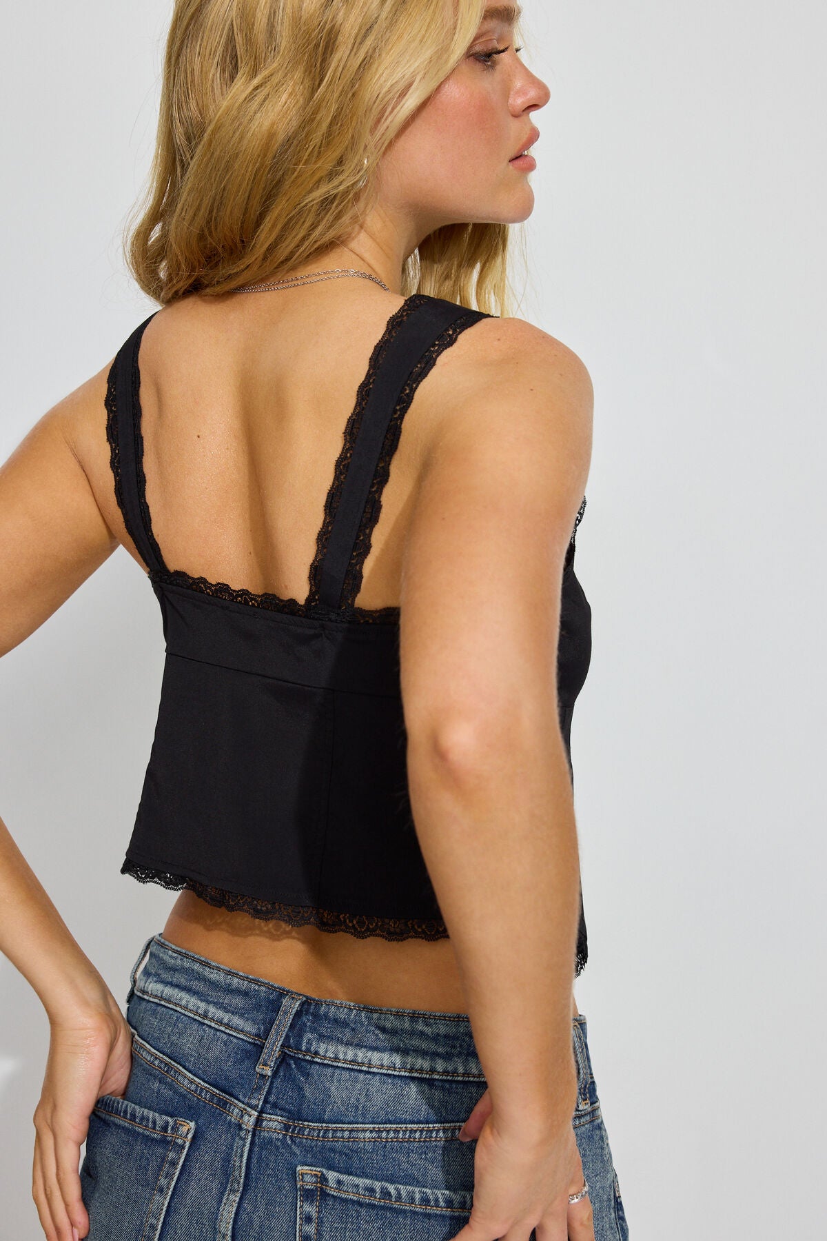 Lace Trim Flyaway Cami Top