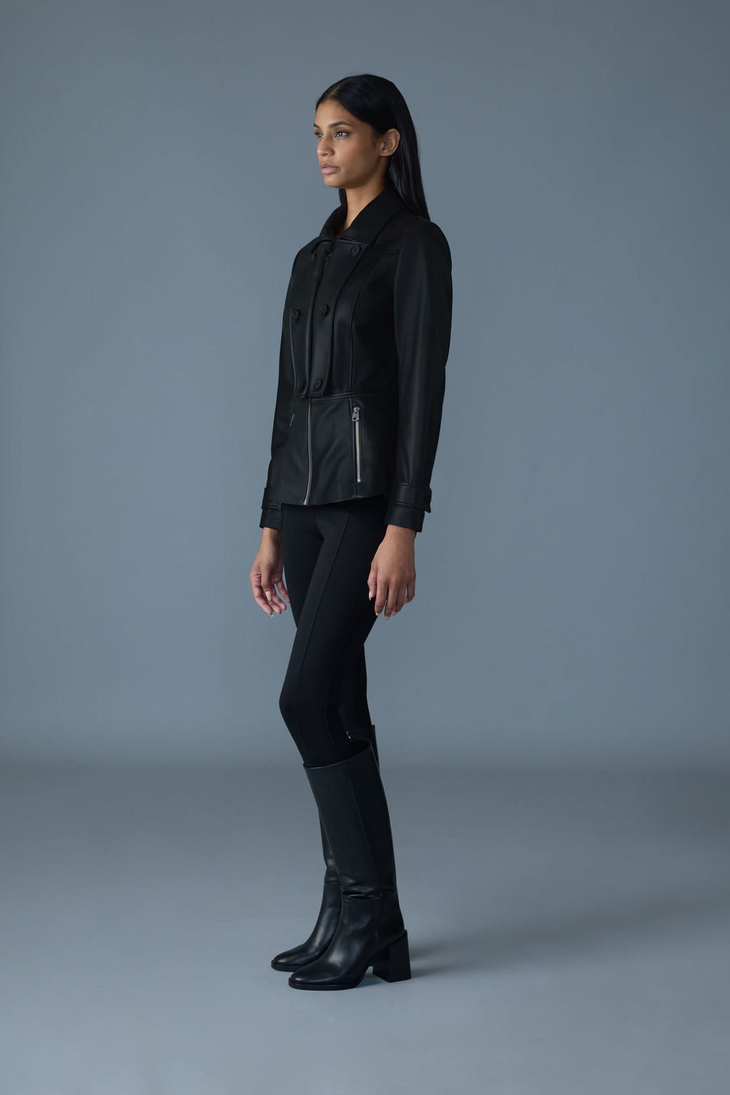 Veste ajustée en cuir d'agneau BARBARA
