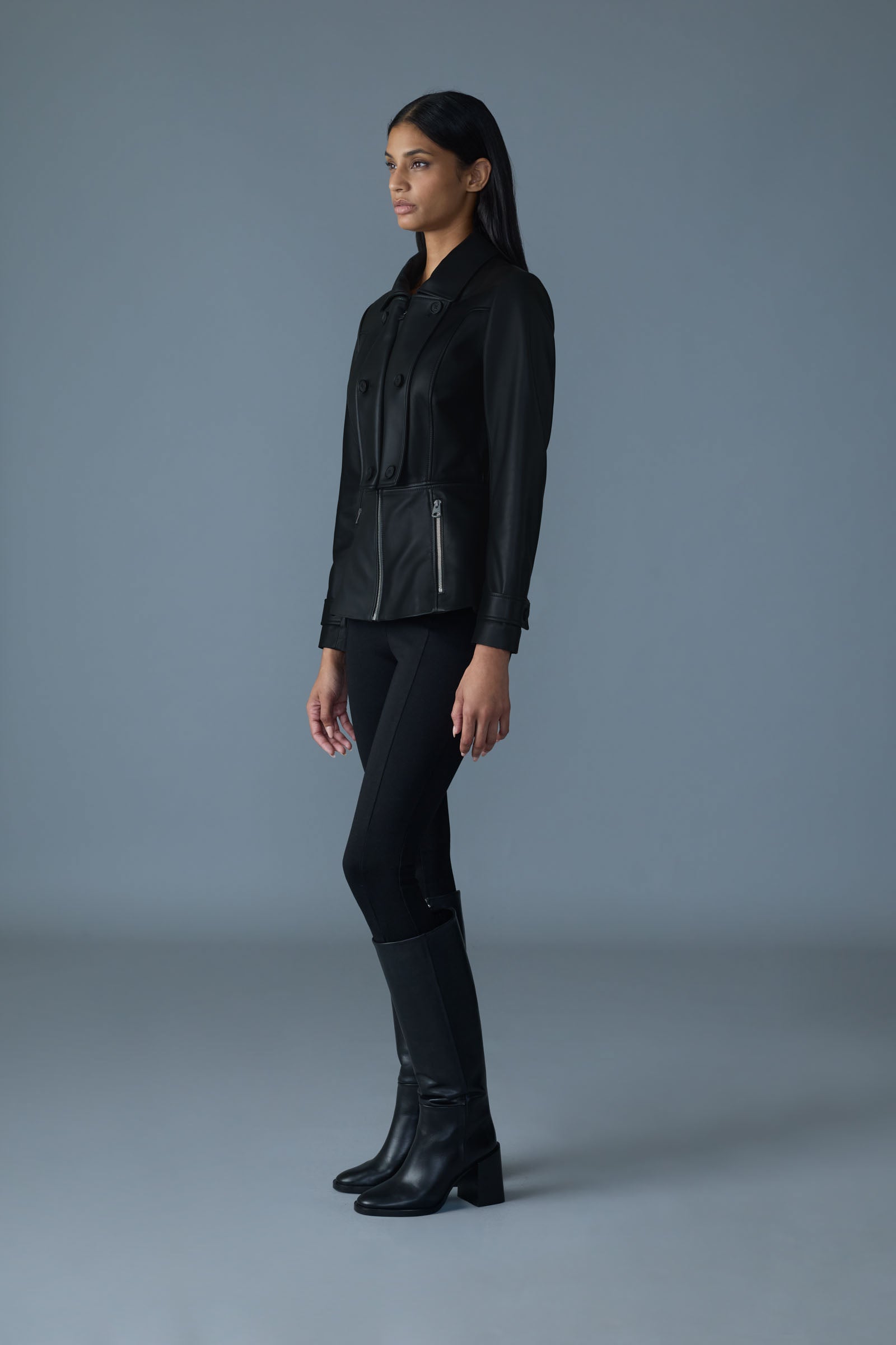 Veste ajustée en cuir d'agneau BARBARA