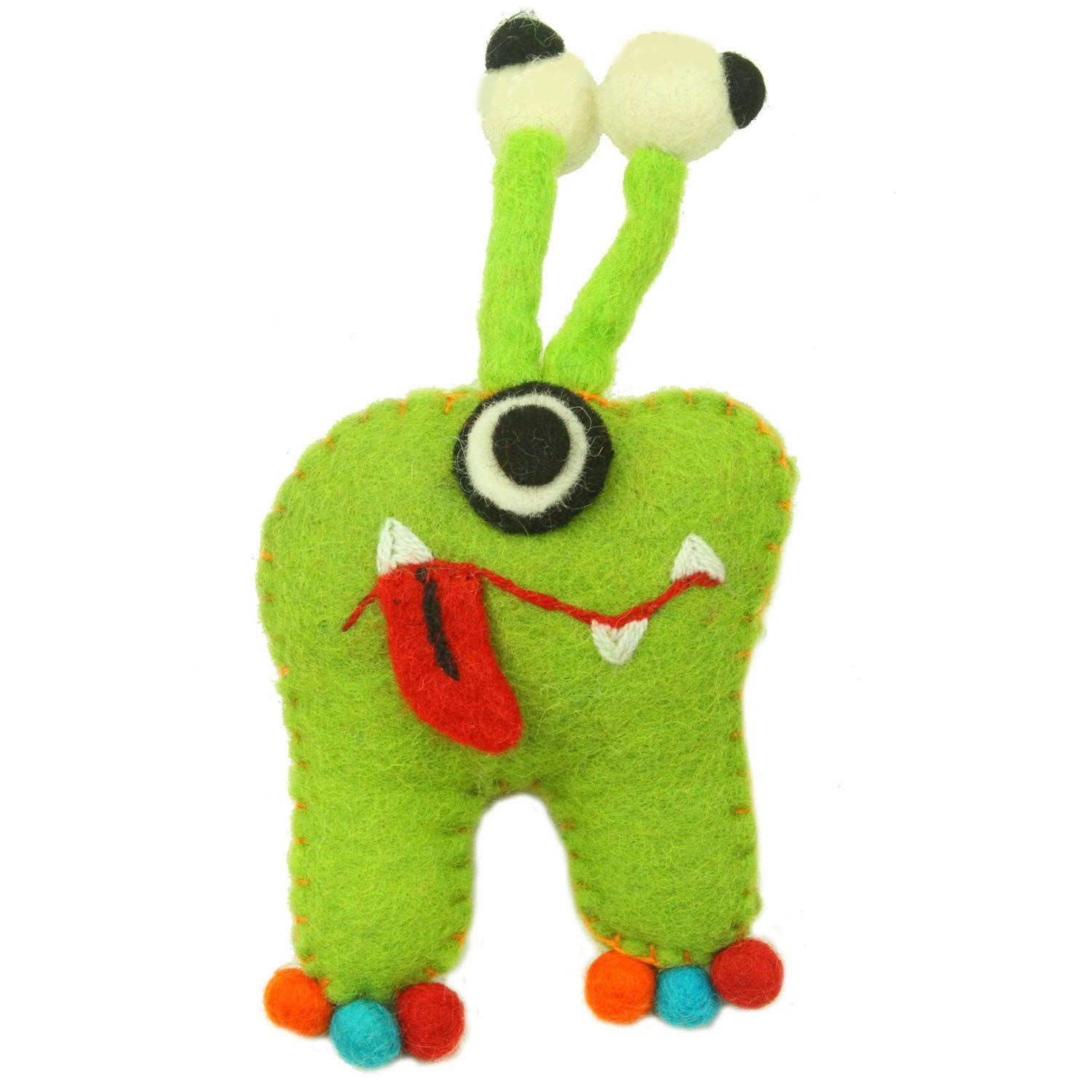 NOUVEAU (Vente au détail) - Coussin en feutre vert représentant une fée des dents et un monstre