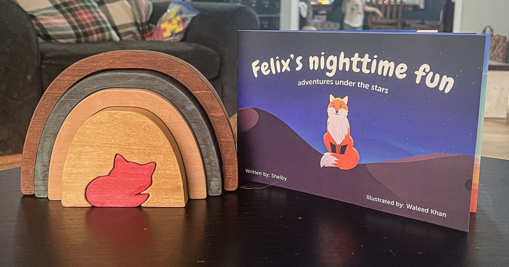 Ensemble de livres et de jouets à empiler Félix le renard