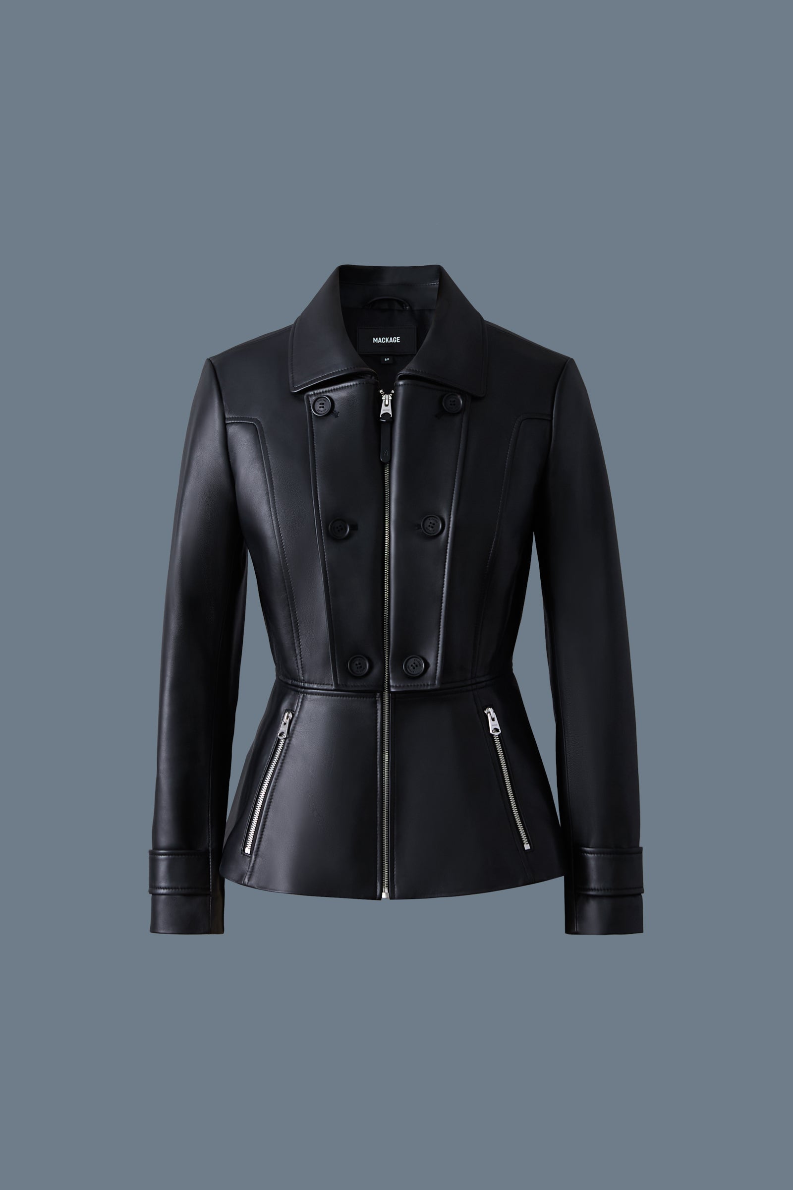 Veste ajustée en cuir d'agneau BARBARA