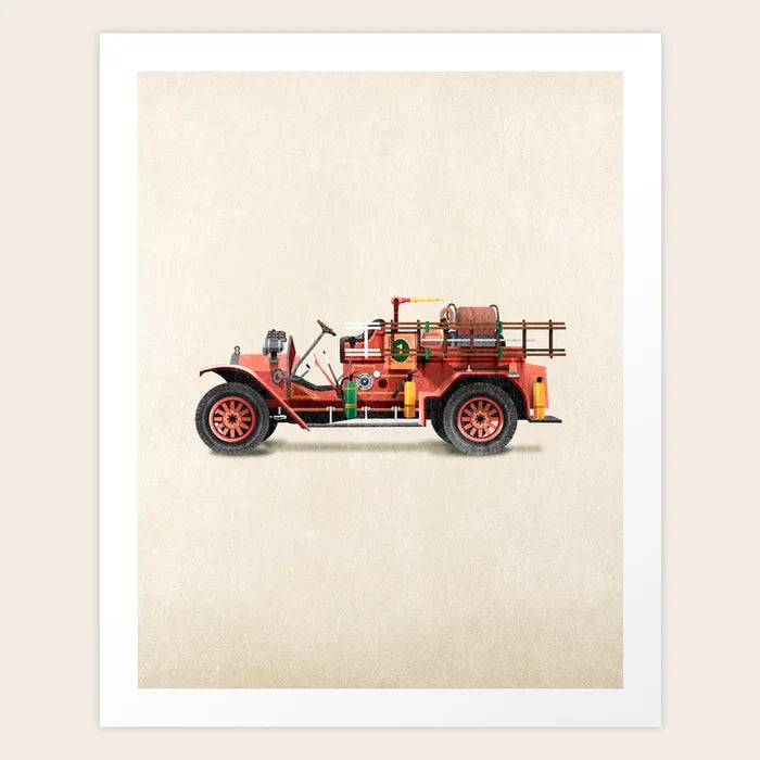 Impression d'art de véhicule classique de camion de pompiers