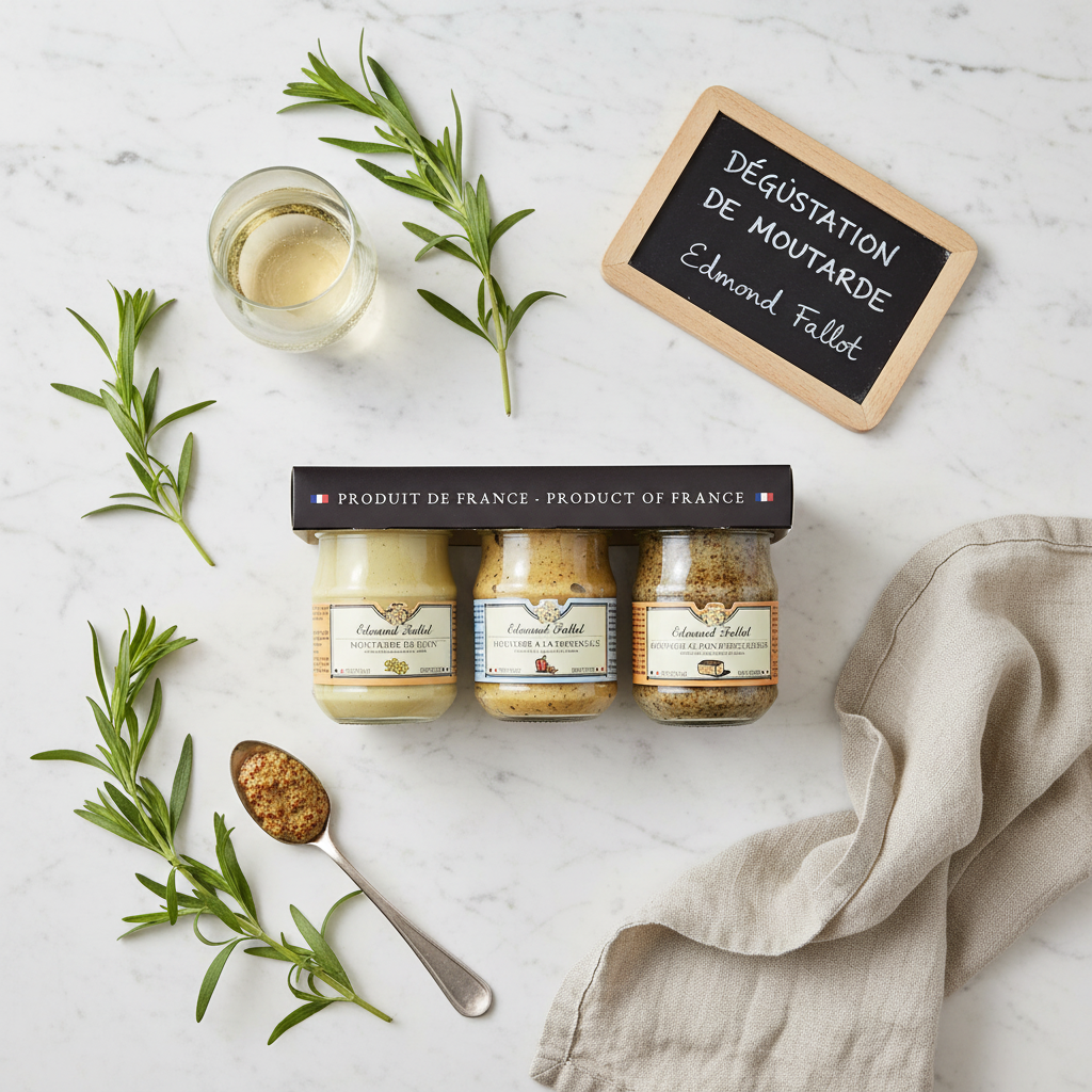 Edmond Fallot - Set of 3 Dijon Mustards (3×100ml) (Provencal, Traditional, Gingerbread)