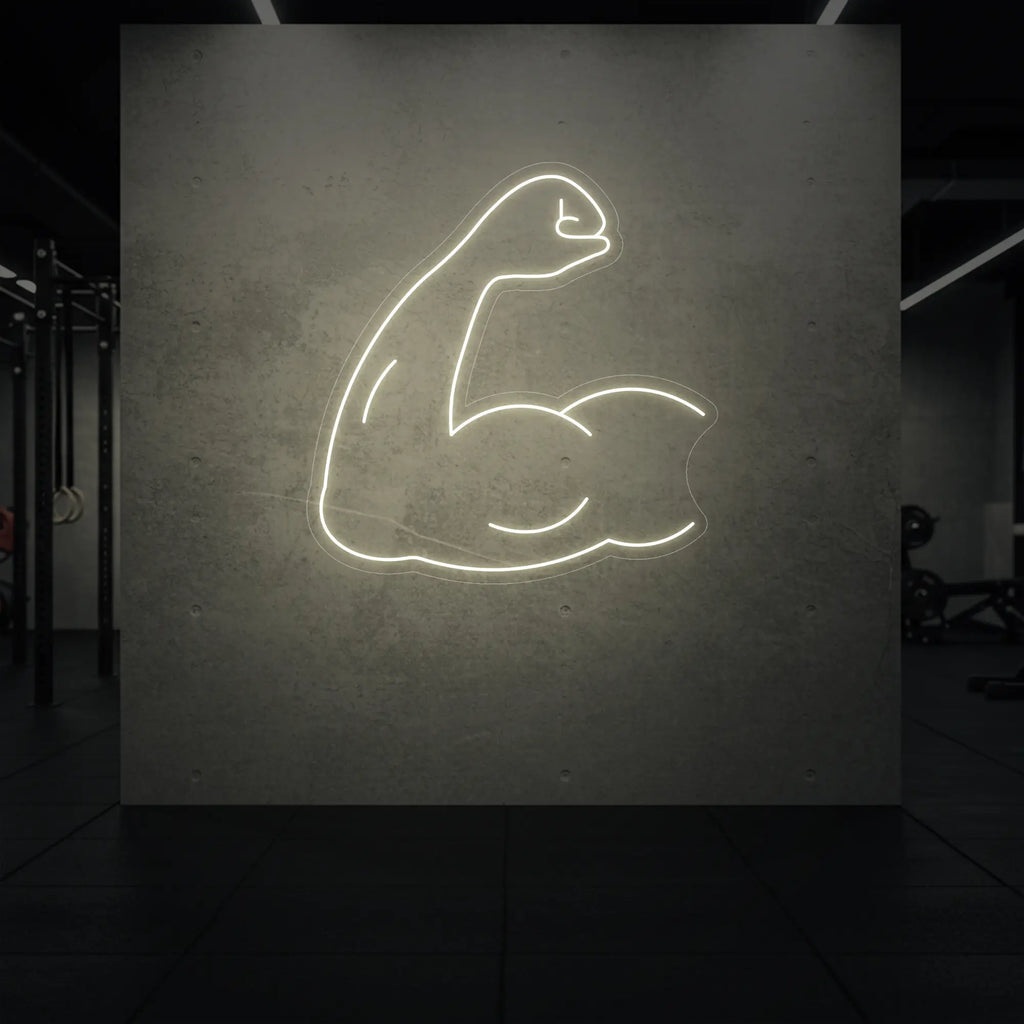 Enseigne lumineuse LED représentant un biceps fléchi