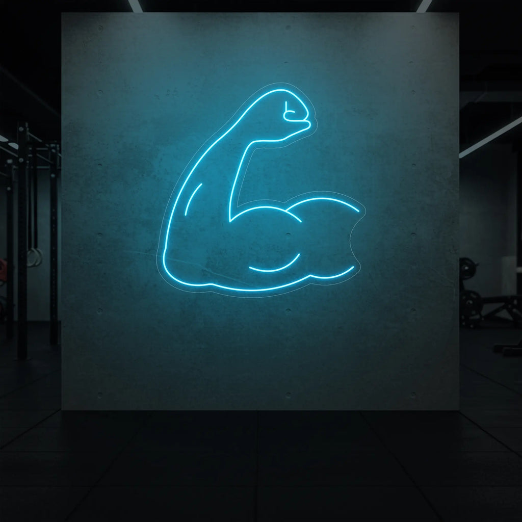 Enseigne lumineuse LED représentant un biceps fléchi