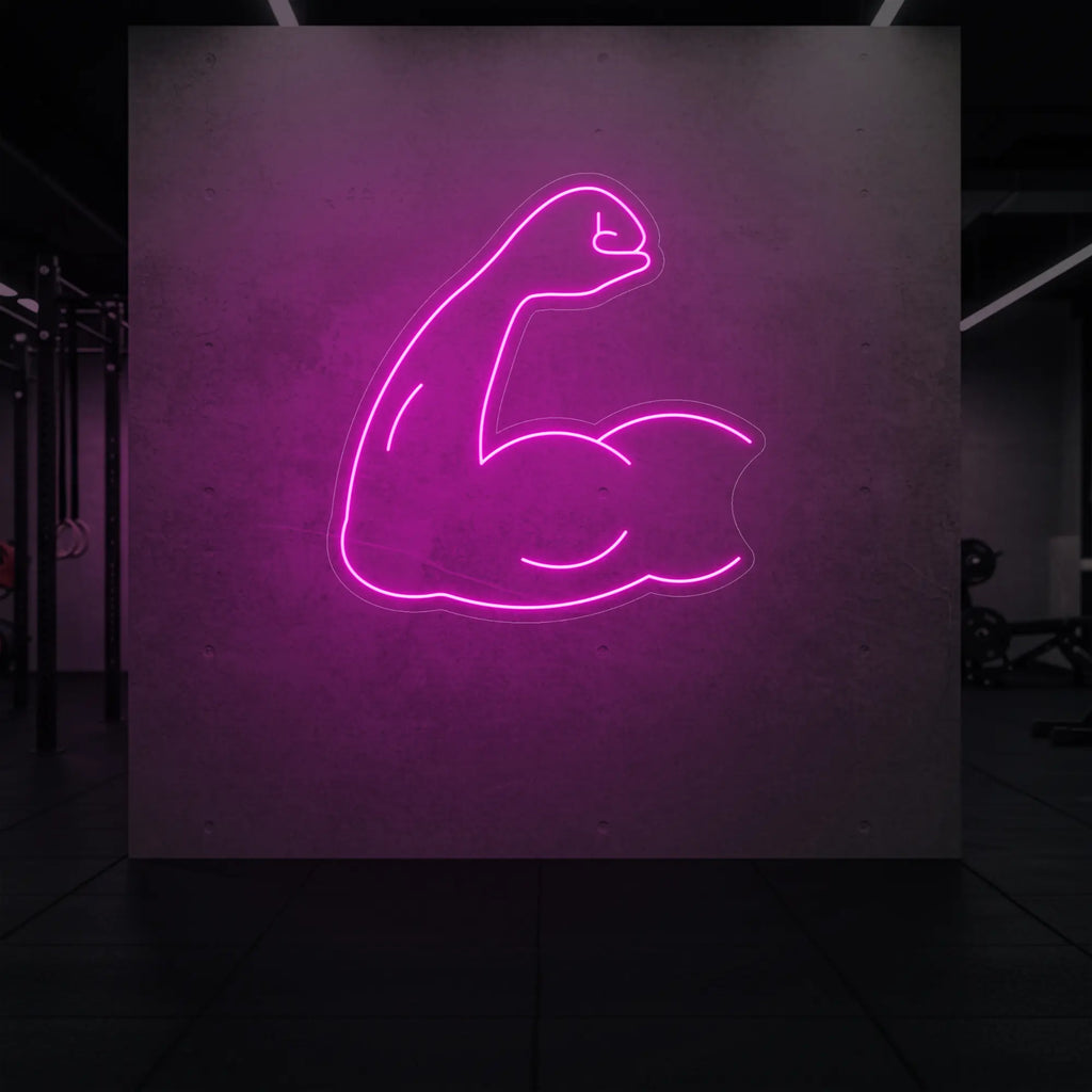 Enseigne lumineuse LED représentant un biceps fléchi