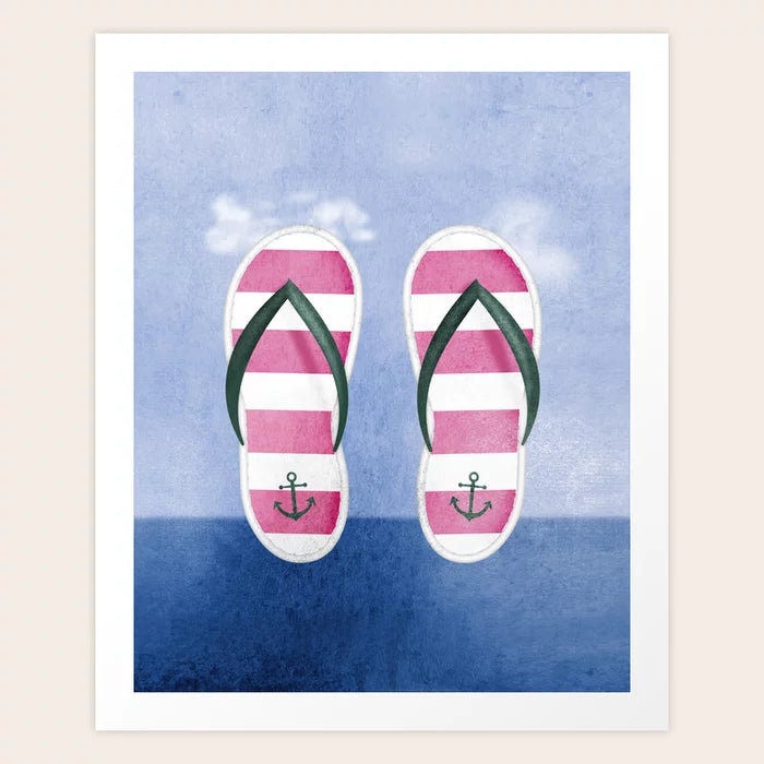 Flip Flops Pink Nautical Art Print