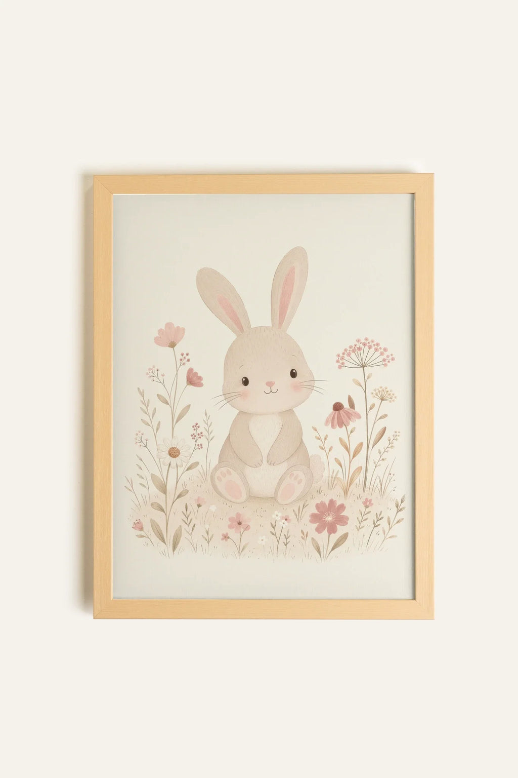 FLOWER BUNNY, Artwork on Stretched Canvas, Framed Natural Light (collective)