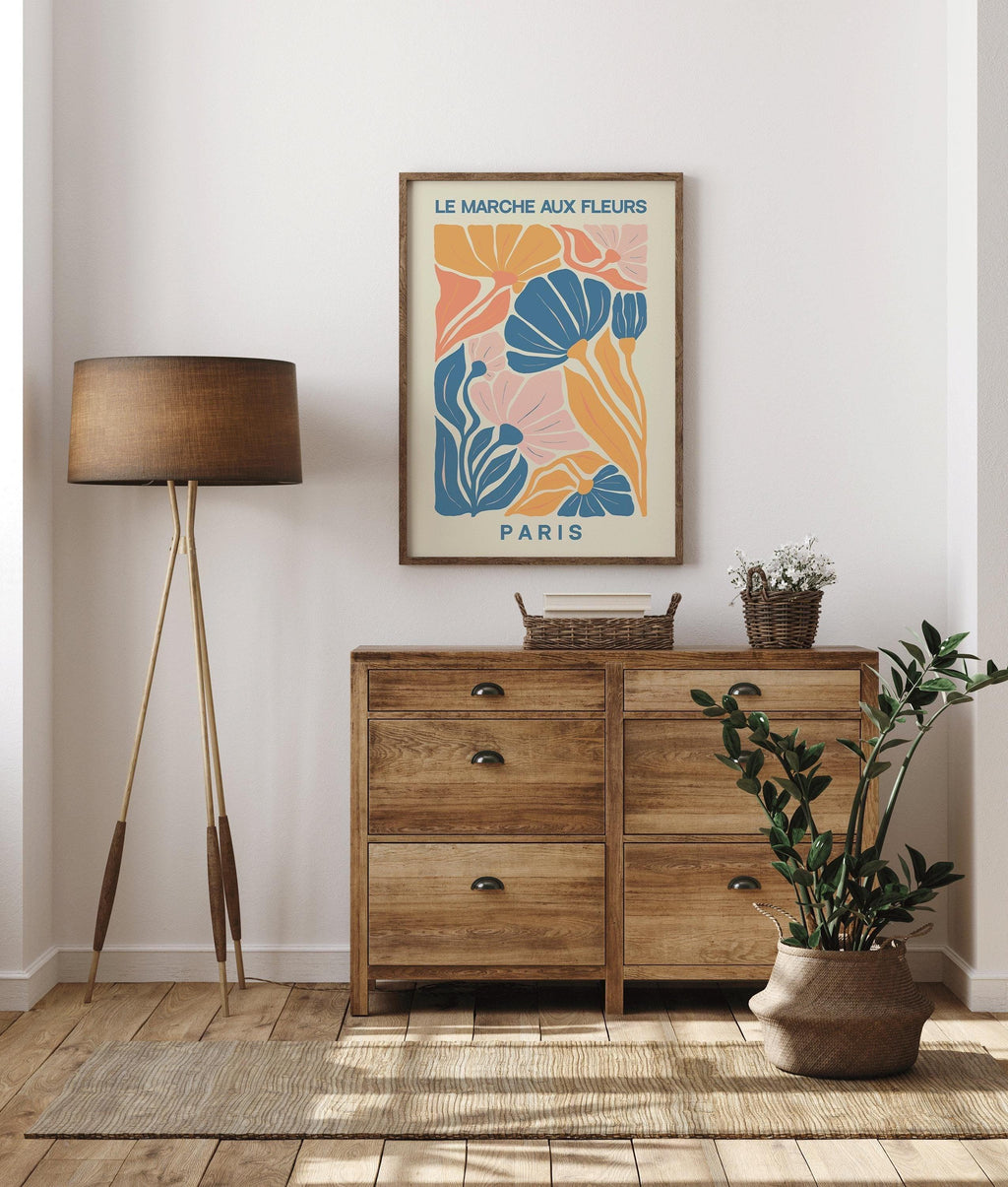 Marché aux fleurs - Paris | Estampe d'exposition d'art botanique moderne (disponible encadrée ou non encadrée)