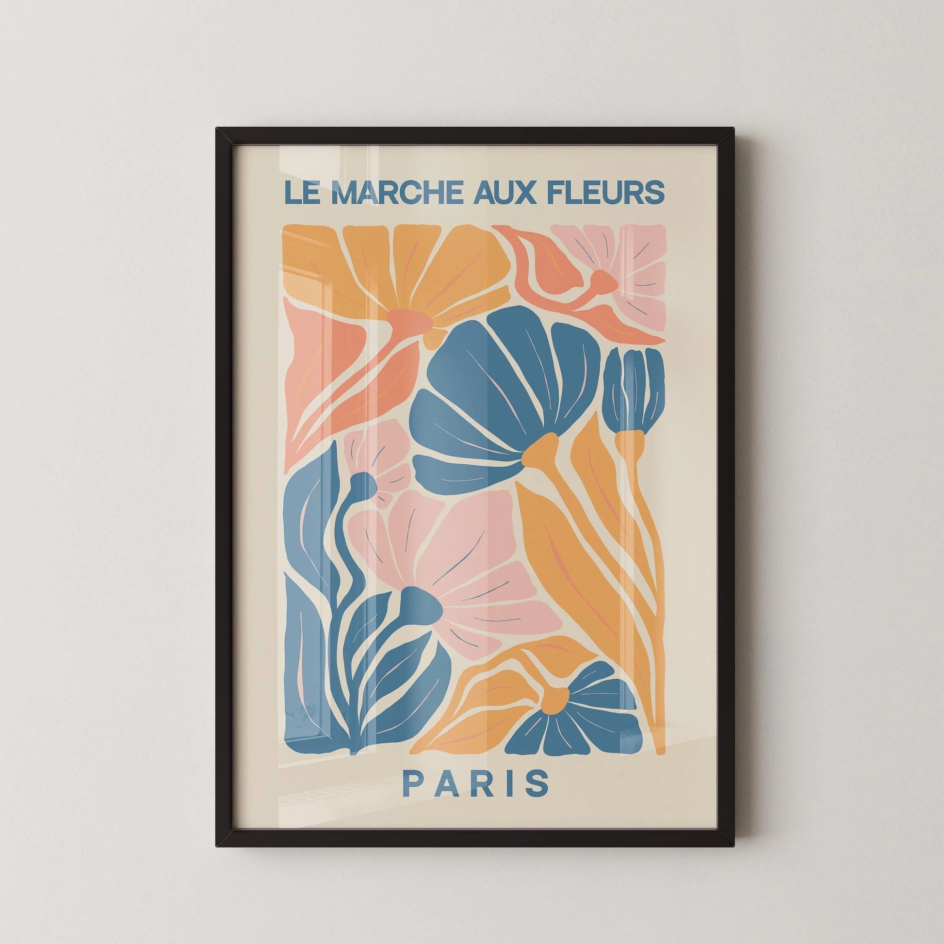 Marché aux fleurs - Paris | Estampe d'exposition d'art botanique moderne (disponible encadrée ou non encadrée)