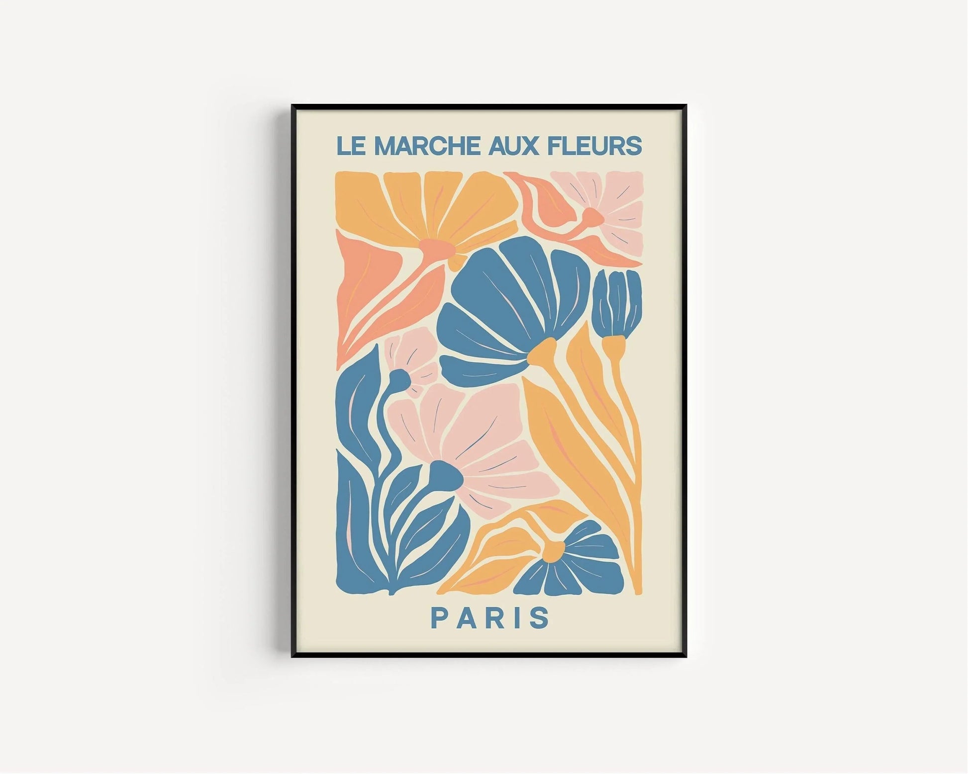 Marché aux fleurs - Paris | Estampe d'exposition d'art botanique moderne (disponible encadrée ou non encadrée)
