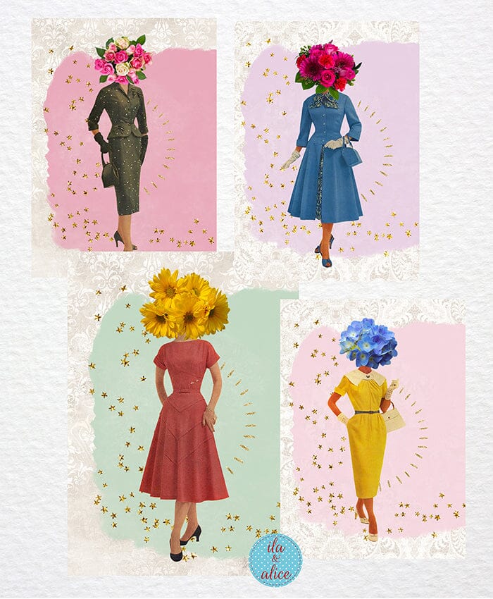 Floral Fashion Postcards