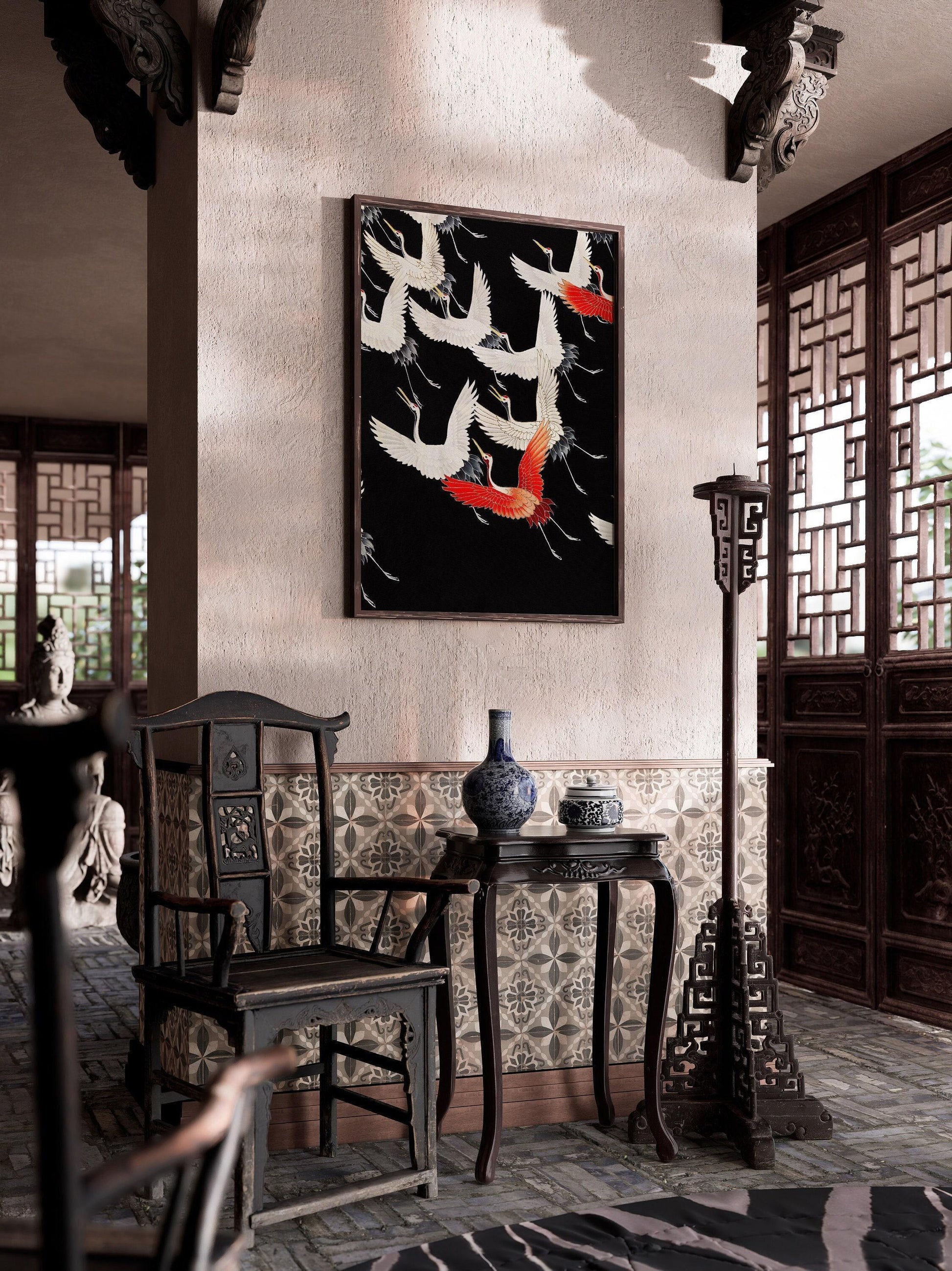Flying Cranes Japanese Art Print: Giclee Fine Art