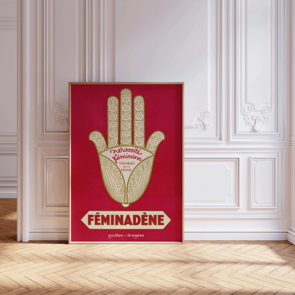 Affiche française vintage F√©minad√®ne : Impression giclée rouge, Santé de la femme