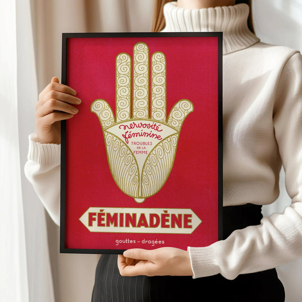Affiche française vintage F√©minad√®ne : Impression giclée rouge, Santé de la femme