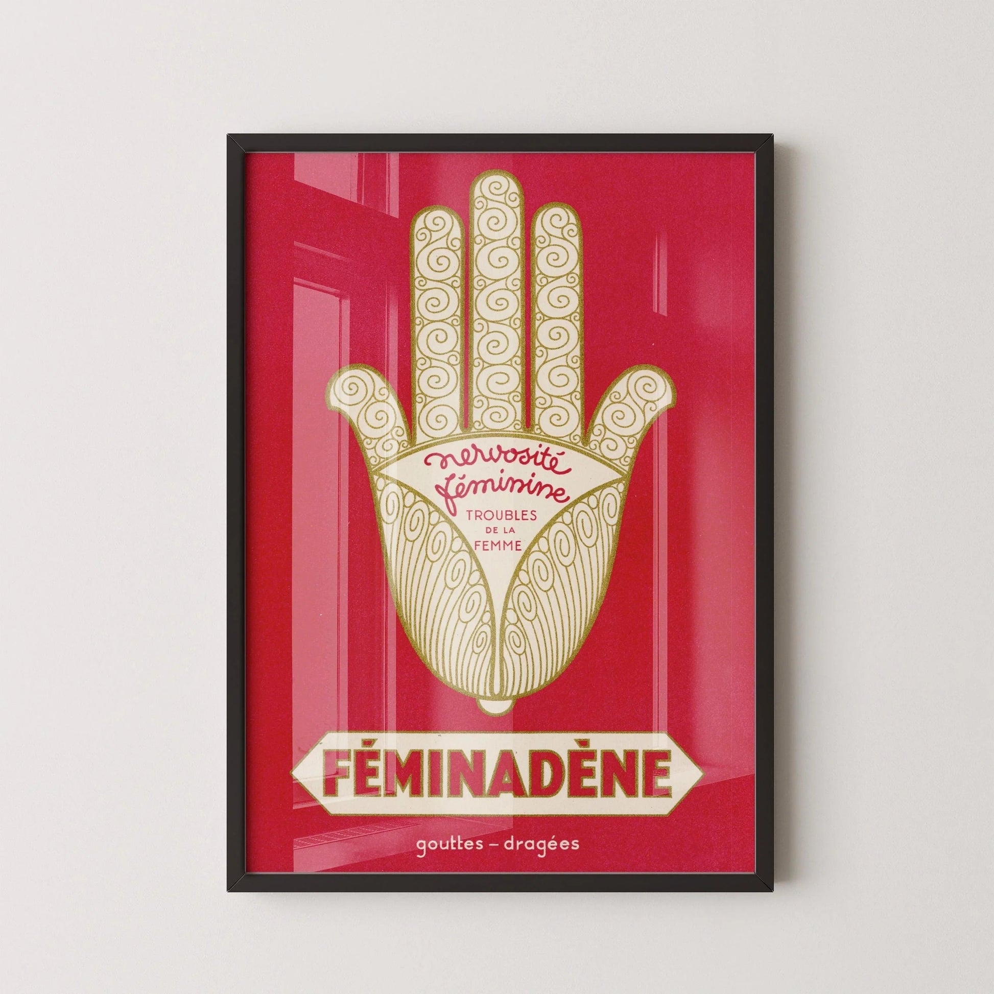 Affiche française vintage F√©minad√®ne : Impression giclée rouge, Santé de la femme